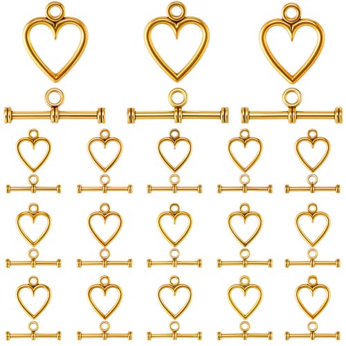 SOFPLATE Knebelverschluss in Herzform, goldfarben, Metalllegierung, glänzend, einfarbig, T-Stange, Kettenverbindungsverschluss für Schmuckherstellung, Armbänder, Halsketten, DIY, Handwerk, Erwachsene SOFPLATE Knebelverschluss in Herzform, goldfarben, Metalllegierung, glänzend, einfarbig, T-Stange, Kettenverbindungsverschluss für Schmuckherstellung, Armbänder, Halsketten, DIY, Handwerk, Erwachsene von SOFPLATE