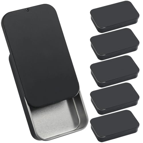 SOFPLATE Metalldose mit Schiebedeckel, 7,6 x 5,1 x 1,5 cm, schwarzer Deckel, leer, rechteckig, Eisen, Mini-Schmuckkästchen, für Süßigkeiten, Pillen, Schmuck, Handwerk, Überlebens-Kits, 6 Stück SOFPLATE Metalldose mit Schiebedeckel, 7,6 x 5,1 x 1,5 cm, schwarzer Deckel, leer, rechteckig, Eisen, Mini-Schmuckkästchen, für Süßigkeiten, Pillen, Schmuck, Handwerk, Überlebens-Kits, 6 Stück von SOFPLATE