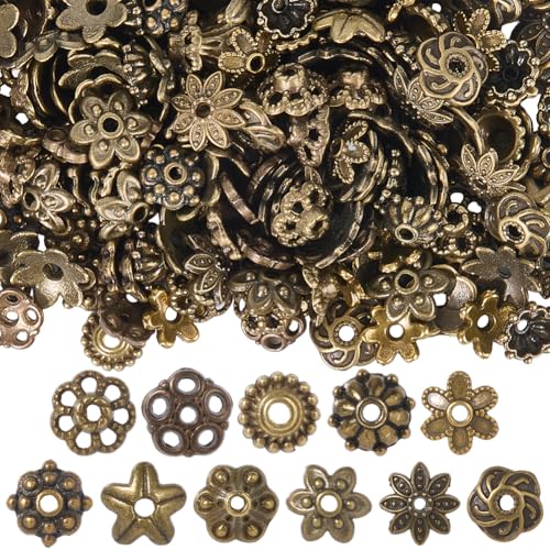 SOFPLATE Metallperlen-Endkappen, Antik-Bronze, Blumenkappen, kleine Legierung, tibetische Blütenblätter, Abstandshalter, Charms für Armbänder, Schmuckherstellung, Halsketten, Ohrringe, Bastelarbeiten von SOFPLATE