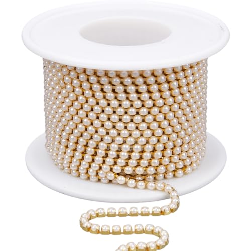 SOFPLATE Perlenkette, goldfarben, mit Spule, Kunststoff, flach, rund, Perlenkralle, schließende Tasse, Perlenkette, für DIY, Kleidung, Nähen, Schmuck, Hochzeit, Party, Basteldekoration, 9,14 m, 9,14 m SOFPLATE Perlenkette, goldfarben, mit Spule, Kunststoff, flach, rund, Perlenkralle, schließende Tasse, Perlenkette, für DIY, Kleidung, Nähen, Schmuck, Hochzeit, Party, Basteldekoration, 9,14 m, 9,14 m von SOFPLATE