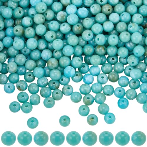 SOFPLATE Runde Acrylperlen, 8 mm, große große Türkis-Perlen, künstlicher Edelstein, synthetischer Türkis, glatt, poliert, lose Abstandshalter für Armbänder, Halsketten, Ohrringe, Schmuck, DIY, Basteln von SOFPLATE