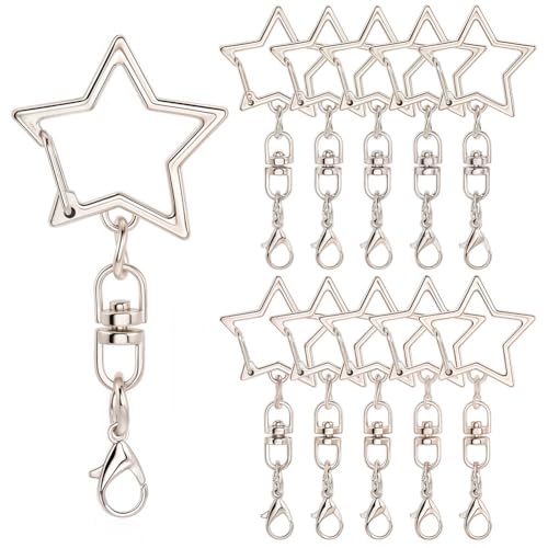 SOFPLATE Sternförmige Schlüsselanhänger-Clips, silberfarbene Stern-Verschlüsse, Legierung, Karabinerverschlüsse mit Drehhaken, hängende Schnalle, Federtorring für Bastelarbeiten, Schlüsselanhänger SOFPLATE Sternförmige Schlüsselanhänger-Clips, silberfarbene Stern-Verschlüsse, Legierung, Karabinerverschlüsse mit Drehhaken, hängende Schnalle, Federtorring für Bastelarbeiten, Schlüsselanhänger von SOFPLATE