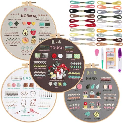 SOFPLATE Stickerei-Übungsset, Handstickerei-Set, Anfänger, Handnähset für Erwachsene, DIY-Blumenmuster mit Reifen, Stoff, bunte Fäden, Bastelbedarf für Nähkorb, Dekorprojekt SOFPLATE Stickerei-Übungsset, Handstickerei-Set, Anfänger, Handnähset für Erwachsene, DIY-Blumenmuster mit Reifen, Stoff, bunte Fäden, Bastelbedarf für Nähkorb, Dekorprojekt von SOFPLATE