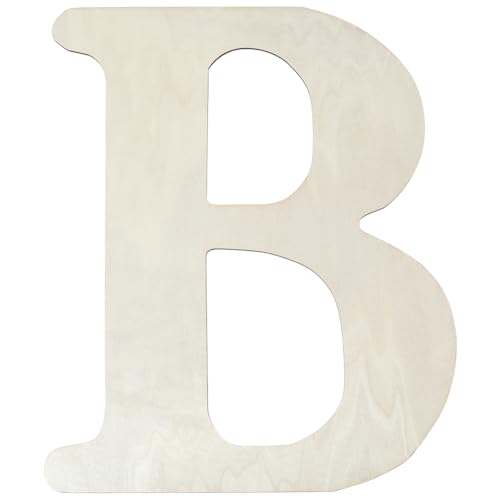 SOFPLATE Unlackiertes Holzbuchstabe B, Holzausschnitt, große Alphabet-Wörter, MDF, blanko, antikes weißes Stück Blatt für Geburtstag, Hochzeit, Weihnachten, Wand, Zuhause, Party, DIY-Dekoration, 39 x von SOFPLATE