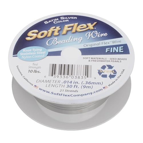 Soft Flex Draht, 21-strängig, 0,35 cm x 7,6 m, Satin-Silber, Edelstahl, 1/3 mm, 9 Soft Flex Draht, 21-strängig, 0,35 cm x 7,6 m, Satin-Silber, Edelstahl, 1/3 mm, 9 von Soft Flex
