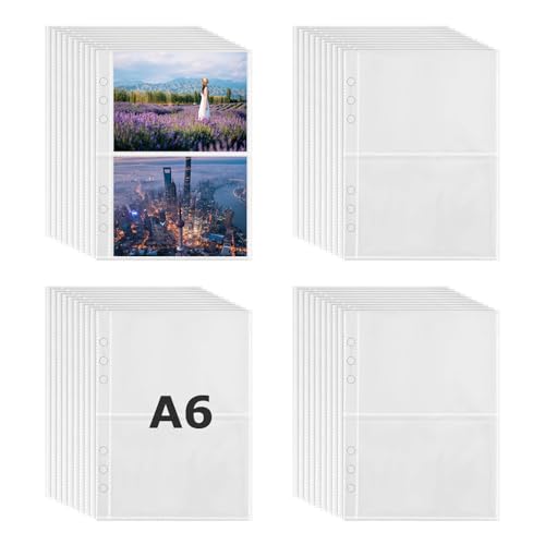 40 Stück klarsichthüllen a6,a6 binder taschen, A6 Binder Pockets,Budget Binder A6,Wasserdichte Bargeld Ordnerhüllen,Budget-Blatt-Schutzhüllen Mit 6 Löchern Für 6-Ring-Ordner von SOGHO