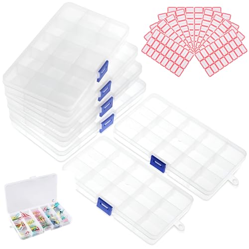 6 Stück Sortierboxen Für Kleinteile,Sortierkasten Kleinteile,Perlen Aufbewahrungsbox,Aufbewahrungsbox Mit Fächern,Box Mit Fächern,Zur Aufbewahrung Von Perlen, Schrauben, Mit 6 Beschriftungsaufklebern von SOGHO