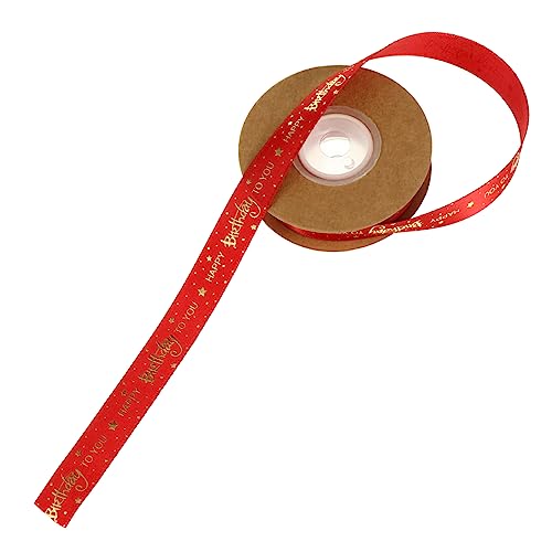 SOIMISS 1 Rolle Alles zum Geburtstag Band seidig Streifen grünes Band Stoff Metallic- -Glitzerband Hochzeitsdekoration Geburtstagsband Geburtstagsfeier Goldband Polyester rot von SOIMISS