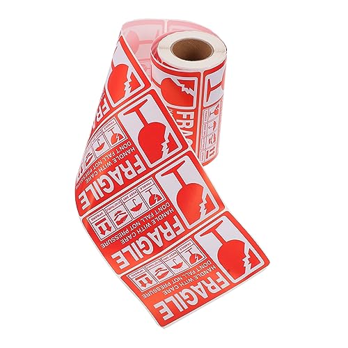 SOIMISS 1 Rolle Fragile Warning Stickers Selbstklebende Aufkleber für Zerbrechliche Sendungen und Strapazierfähig Geeignet für Kartons und von SOIMISS