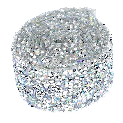 SOIMISS 1 Rolle Klebebohrer Bling Wrap Strassband Nagelkunst-strasskleber Glänzend Streifen Diamant Paillettenausstattung Klebrig Hotfix Kleidung Diy Zubehör Kleid Diy Zubehör Silver Glas von SOIMISS