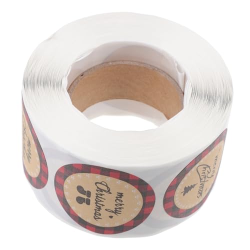 SOIMISS 1 Rolle Weihnachts Verpackungsbeutel Siegel Aufkleber Kraftpapier Etiketten für Geschenktüten Selbstklebend mit Festlichen Motiven für Karten und Umschläge von SOIMISS