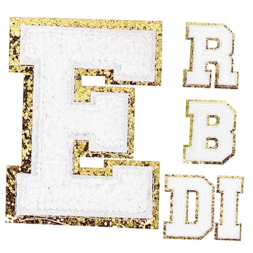 SOIMISS 1 Satz Buchstaben Stoff aufkleber Kleidung Buchstabenflecken karierter Aufnäher Bügelflicken Denim Stickmuster aufbügeln Stickereiflicken für Jeans Taschen Patches Polyester Weiß von SOIMISS