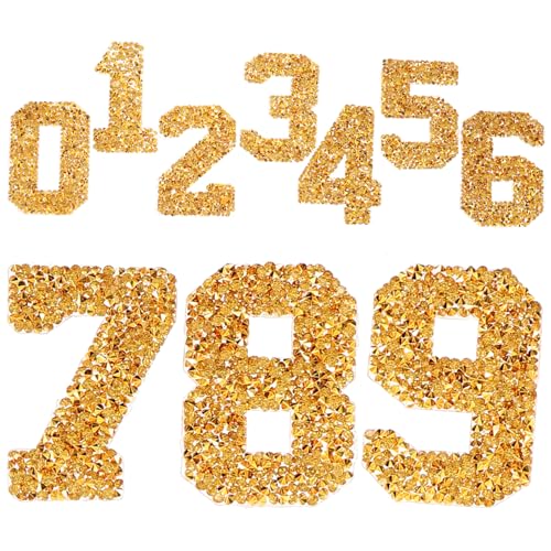 SOIMISS 1 Satz Zahlen Patches Strass Aufbügler für DIY Kleidung Goldene Nummer Dekorative Hotfix Patches für Shirts Jacken und Hosen Einfache Anwendung für Kreative Projekte von SOIMISS
