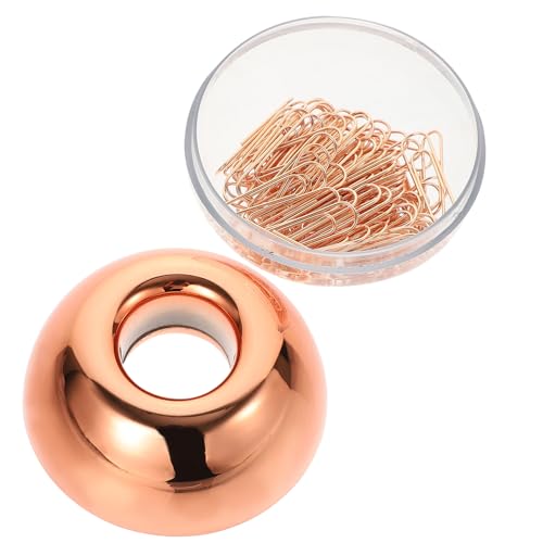 SOIMISS 1 Schachtel Büroklammern Roségold Elegante Büroklammern mit Halter für Vielseitige Anwendungen im Büro und Zuhause für Notizen und Dokumente von SOIMISS
