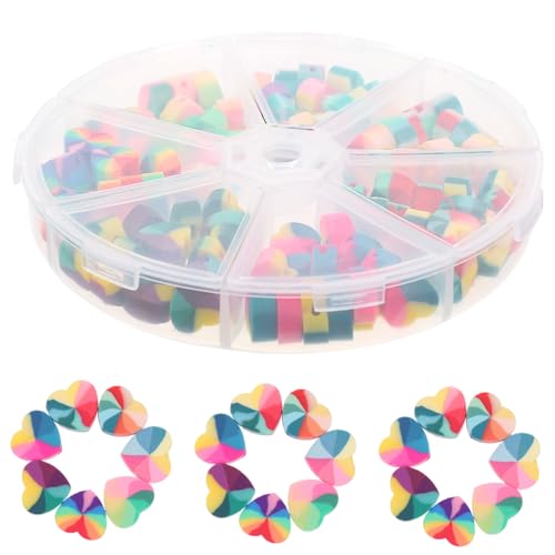 SOIMISS 1 Schachtel Polymer Clay Herzperlen Bunte Herz Spacer Perlen für DIY Schmuckherstellung Armbänder Halsketten Bastelperlen mit Glatter Oberfläche und Sicherem Material von SOIMISS