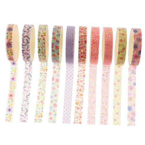 SOIMISS 10 Rollen Dekoratives Washi Tape pro Dünnes DIY Klebeband mit Blumen Musterdesigns Vielseitig für Scrapbooking Fotoalben Geschenkdeko und Bastelprojekte von SOIMISS