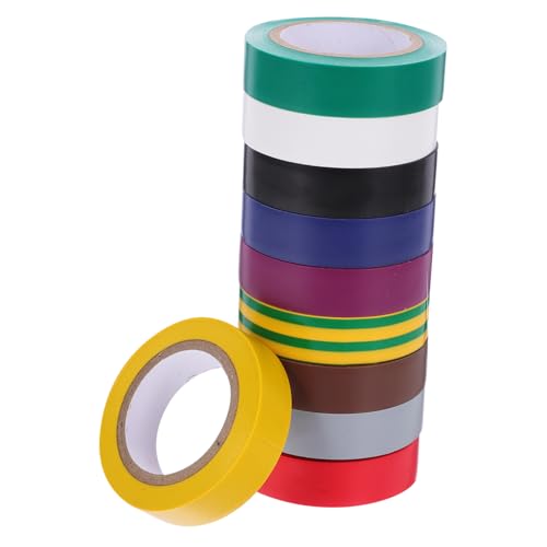 SOIMISS 10 Rollen Isolierband Farben Hochtemperaturbeständiges PVC Klebeband für Elektro und Automobilanwendungen Vielseitig Einsetzbar Lösung für Kabelmanagement und Organisation von SOIMISS