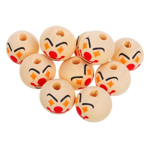 SOIMISS 10 Stück Clown Holzperlen für DIY Schmuck Bastelkopfperlen für Armbänder und Ohrringe Kreative Bastelideen für Mädchen und Jungen von SOIMISS