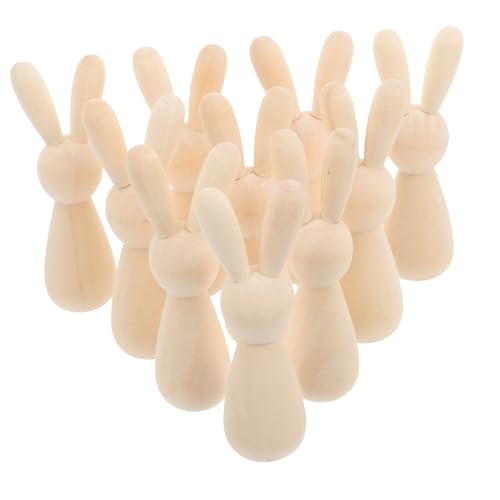 SOIMISS 10 Stück Kaninchen holzspielzeug holzspielsachen unfertige Puppen zum Malen Dolly Heringe basteln bastelset Holzpflockpuppen unvollendet unfertige Puppen aus Holz hölzern von SOIMISS