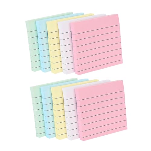 SOIMISS 10 Stück Teiliges Selbstklebende Linierten Memo Notes in Farben Weiß Gelb Blau Grün Praktische Haftnotizen für Büro Schule Zuhause Vielseitige Reminder und Nachrichtenblöcke von SOIMISS