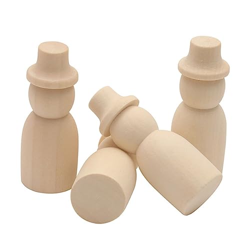 SOIMISS 10 Stück Teiliges Set Natürliche Holzfiguren mit Mütze DIY Bemalbare Puppen für Glatte Oberfläche Pädagogisches Bastelspielzeug zur Kreativität und Handfertigkeit von SOIMISS