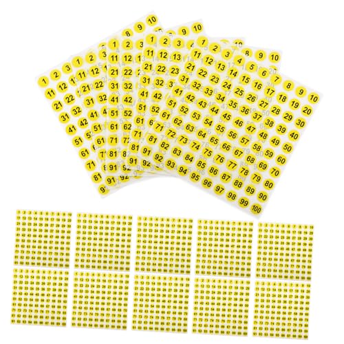 SOIMISS 100 Blatt Wasserdichte Runde Zahlenaufkleber Selbstklebende Nummern etiketten Vielseitig für Kleidung Inventar Lagerung Gelb schwarz SOIMISS 100 Blatt Wasserdichte Runde Zahlenaufkleber Selbstklebende Nummern etiketten Vielseitig für Kleidung Inventar Lagerung Gelb schwarz von SOIMISS