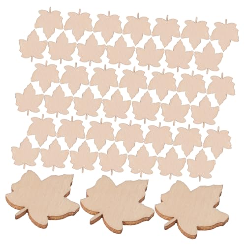SOIMISS 100 Stück Ahornblattzubehör Handwerk Blätter Materialien Party Dekoration Form Blattholzausschnitte Holzspäne für DIY Ahornblattausschnitte Holzornamente zum Malerei hölzern Beige von SOIMISS