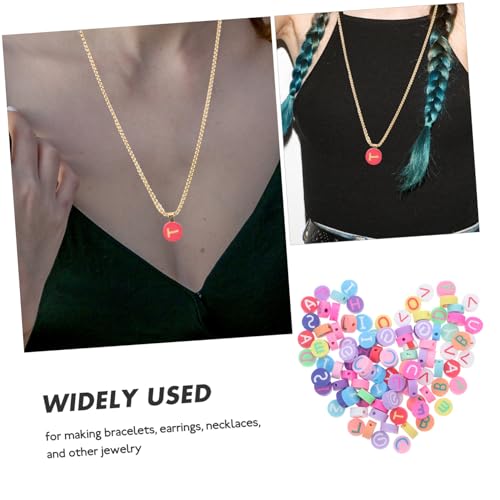 SOIMISS 100 Stück Buchstabenperlen aus Polymer Clay Weiche Bunte Spacer perlen für Schmuckherstellung für DIY Armbänder Halsketten Ohrringe Vielseitig Verwendbar Runde Buchstaben Designs von SOIMISS