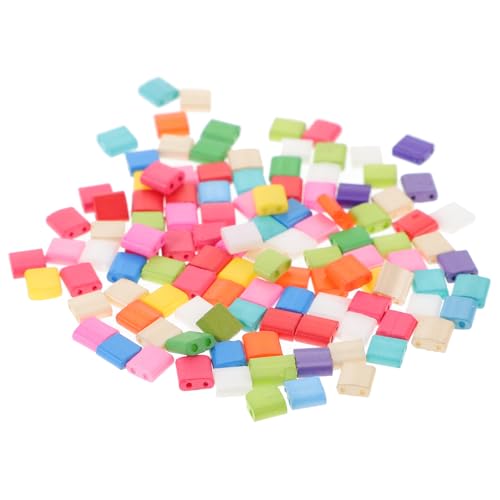 SOIMISS 100 Stück Doppelloch Glasperlen für DIY Schmuckherstellung Bunte Quadratische Perlen für Armbänder und zum Basteln von SOIMISS
