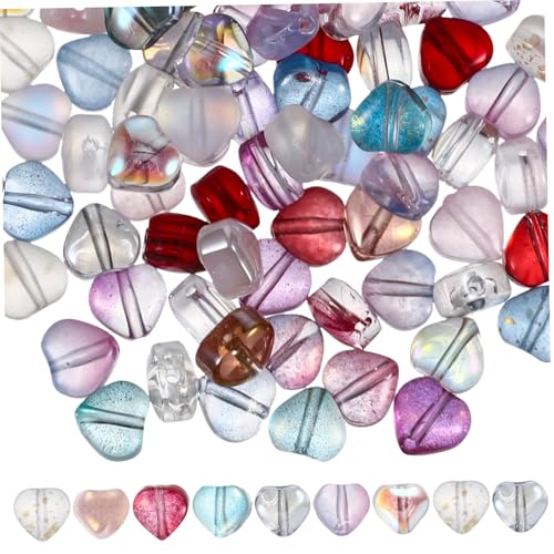 SOIMISS 100 Stück Glas herzperlen Bunte Spacer Perlen für DIY Schmuckherstellung Armbänder Halsketten Ohrringe Bastelset Zubehör von SOIMISS