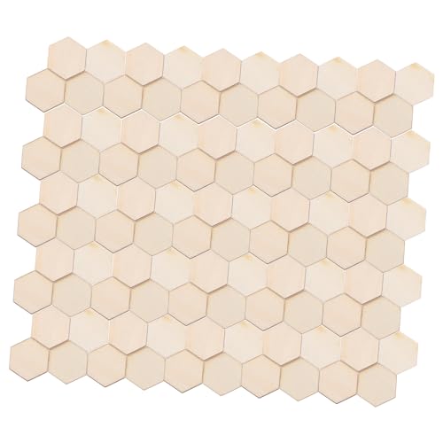 SOIMISS 100 Stück Hexagonale Holzchip -dekorationen Sechseckige Ausschnittformen Beflockt Moderne Einrichtung Erste Schild Dekoration Für Weihnachten Mini Lose Zeichen Buche Bunt Hölzern von SOIMISS