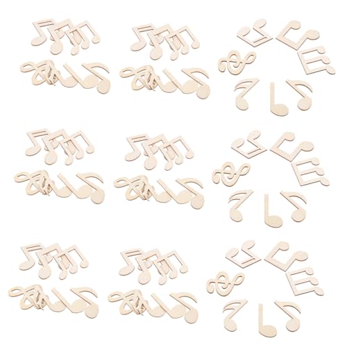 SOIMISS 100 Stück Musiknoten Holzfiguren Unbemalt Diy Bastelset für Malprojekte Kunst Dekoration Holzscheiben für Hängen und Graffiti von SOIMISS