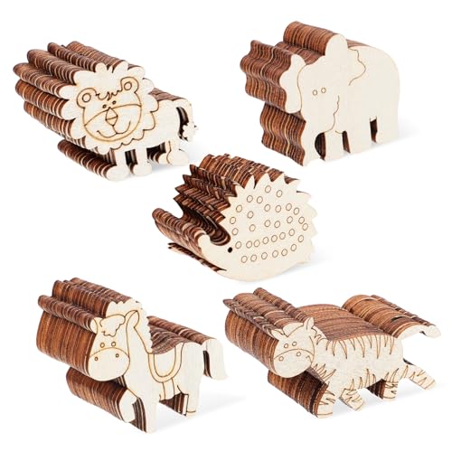 SOIMISS 100 Stück Teiliges Holztiere Formen Basteln DIY Holzscheiben Tiermotive Naturholz Verzierung für Graffiti Kreativprojekte Rustikales Design Holzfiguren Bastelzubehör von SOIMISS