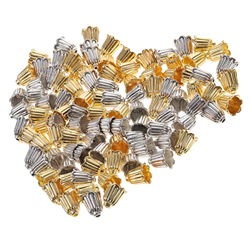 SOIMISS 100 Stück Teiliges Perlenkappen aus Antikem Legierungsmetall Blumen Design DIY Schmuckherstellung Geeignet für Ohrring und Halskettenanhänger Gold und Silberfarben Vielseitig von SOIMISS