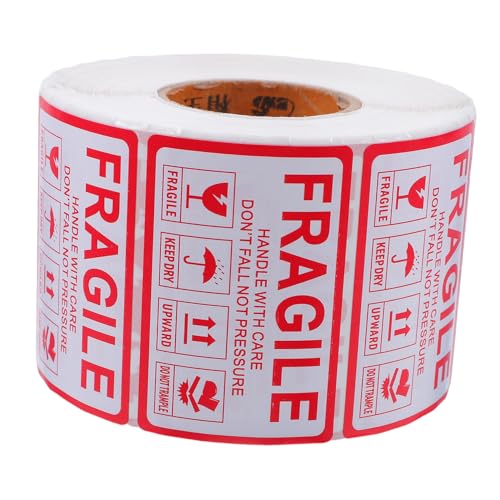 SOIMISS 1000 Stück Fragile Logo-Aufkleber Versandetikett zerbrechliche Paketetiketten Paketaufkleber zerbrechliche Klebeetiketten zerbrechliches Klebeband verpacken Kupferplatte rot von SOIMISS
