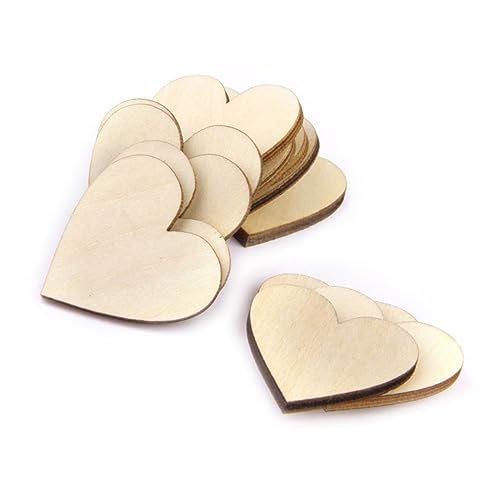 SOIMISS 100Stücke Herz Holzscheiben für DIY Bastelprojekte Natürliche Holzfarbe für Hochzeitsdeko Scrapbooking und Kreative Verzierungen von SOIMISS
