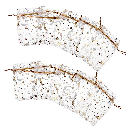 SOIMISS 100Stücke Organza Geschenktüten Mit Kordelzug Dekorative Schmuckbeutel Mit Goldenen Sternen Und Monden Für Hochzeiten Und Süßigkeiten von SOIMISS
