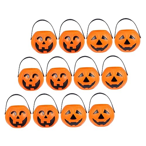 SOIMISS 12 Stück Halloween Kürbis Eimer Trick Treat Süßigkeiten Halter für Halloween Feiern Wiederverwendbar Leicht und Stabil Zufälligen Farben Designs Zufällige Farbe von SOIMISS