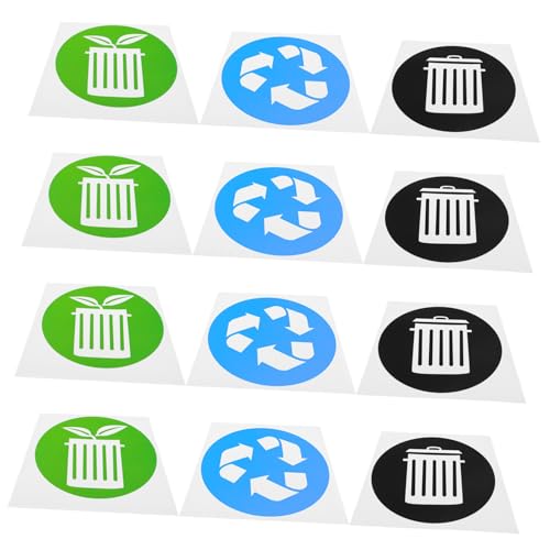 SOIMISS 12 Stück Mülltrennungsaufkleber für Recycling Selbstklebende für Mülleimer Witterungsbeständige Abfallklassifizierungsaufkleber für Umweltfreundliche von SOIMISS