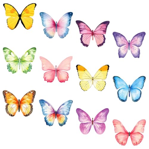 SOIMISS 12 Stück Schmetterling Haftnotizen Selbstklebende Notizblöcke für Büro und Zuhause Kreative Aquarell Designs Praktische und Abreißbare Memo Pads für Notizen und Erinnerungen von SOIMISS