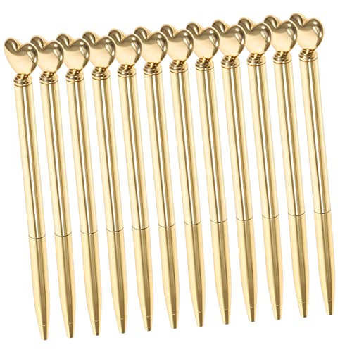 SOIMISS 12 Stück Stift aus Metall Kugelschreiber tragbarer Schreibstift Stift in Herzform Schreibstift für Schüler tragbarer Stift Schreiben von Stiften tragbarer Schülerstift Golden von SOIMISS