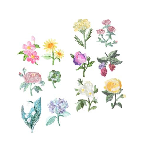 SOIMISS 12 Stück Teiliges Blumenstickerei Patches Aufbügelbare und Aufnähbare Applikationen für Kleidung und DIY Projekte Vielseitige Garment Accessories Gemischte Stile von SOIMISS