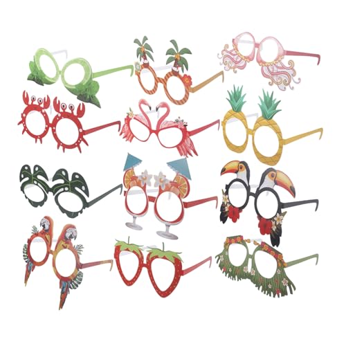 SOIMISS 12 Stück Teiliges Hawaii Party Papierbrillen Leichte Tropische Sonnenbrillen als Foto-requisiten Bunte Luau Kostüm Accessoires für Sommer Beach Party Dekoration von SOIMISS