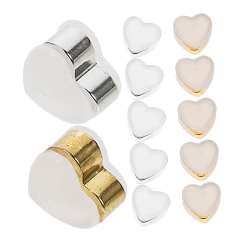 SOIMISS 12 Stück Teiliges Silikon Ohrstecker Verschluss Herzform Langlebige Leichte Ohrring Stopper in Gold und Platin für DIY Schmuckherstellung und Mehrere Ohrlöcher von SOIMISS