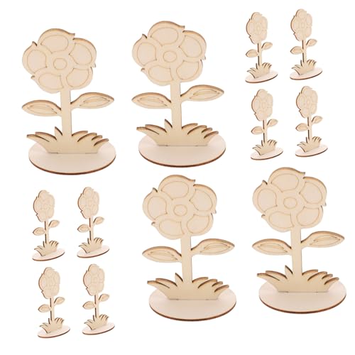 SOIMISS 12 Stück Teiliges Unbehandelte Holzblumen zum Basteln DIY Holzblumen zum Bemalen für Kreative Projekte Bastelset für Erwachsene für Hochzeiten Feiern und Dekorationen von SOIMISS