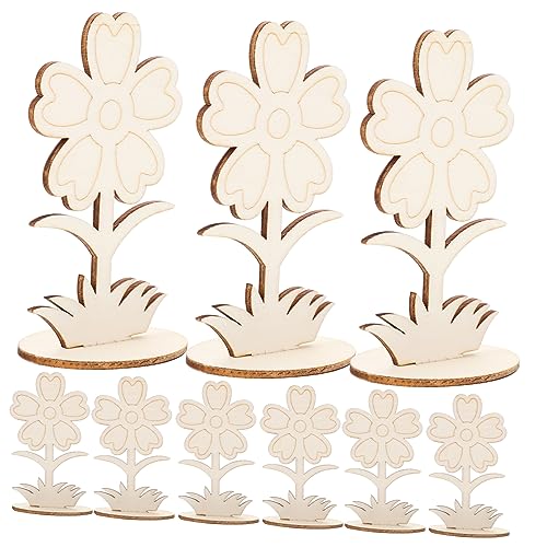 SOIMISS 12 Stück Teiliges Unbemalte Holzblumen zum Basteln DIY Holzfiguren für Kreative Malprojekte Leicht zu Bemalen für Dekorationen und von SOIMISS