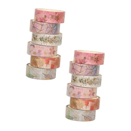 SOIMISS 12 Stück Teiliges Washi Tape Japanischer Stil Buntes Selbstklebendes Dekoratives Klebeband Vielseitig für DIY Scrapbooking Tagebuchgestaltung Handreißbar Leicht Tragbar von SOIMISS