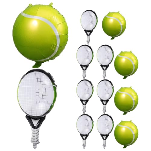 SOIMISS 12 Stück Tennis Ballons Grüne Tennis Ballons Motto Partys Aluminiumfolie Luftballons mit Vorgefertigten Löchern zum Aufhängen Dekoration für Kindergeburtstagsfeiern und von SOIMISS