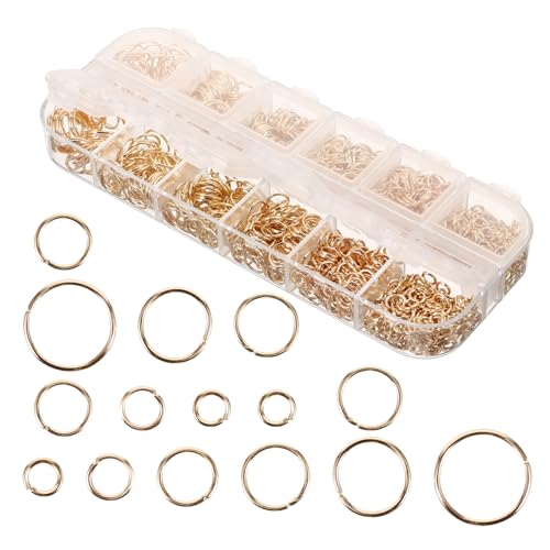 SOIMISS 1200Stücke Kleine Sprungringe Offene Biegeringe für DIY Schmuckherstellung für Armbänder und Schlüsselanhänger Praktischer Aufbewahrungsbox von SOIMISS