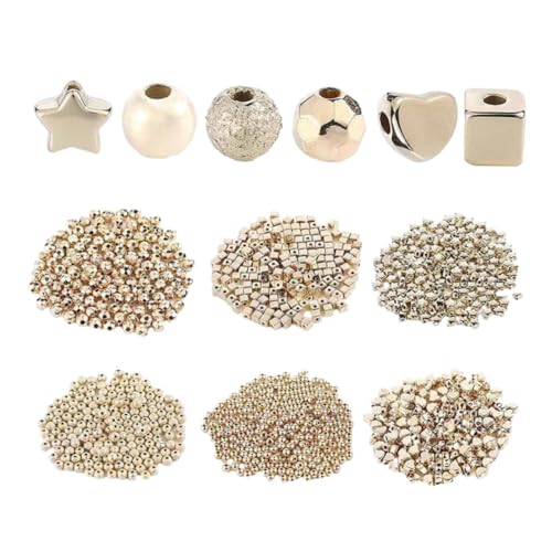 SOIMISS 1300 Stück Teiliges DIY Schmuckperlen Goldene Spacer Perlen Verschiedene Formen Runde Herz Stern Lose Bastelperlen für Armband Halskette Zubehör SOIMISS 1300 Stück Teiliges DIY Schmuckperlen Goldene Spacer Perlen Verschiedene Formen Runde Herz Stern Lose Bastelperlen für Armband Halskette Zubehör von SOIMISS